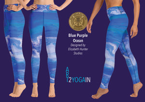 ZEN Blue Purple Ocean Elizabeth Hunter Studios Yoga Leggings