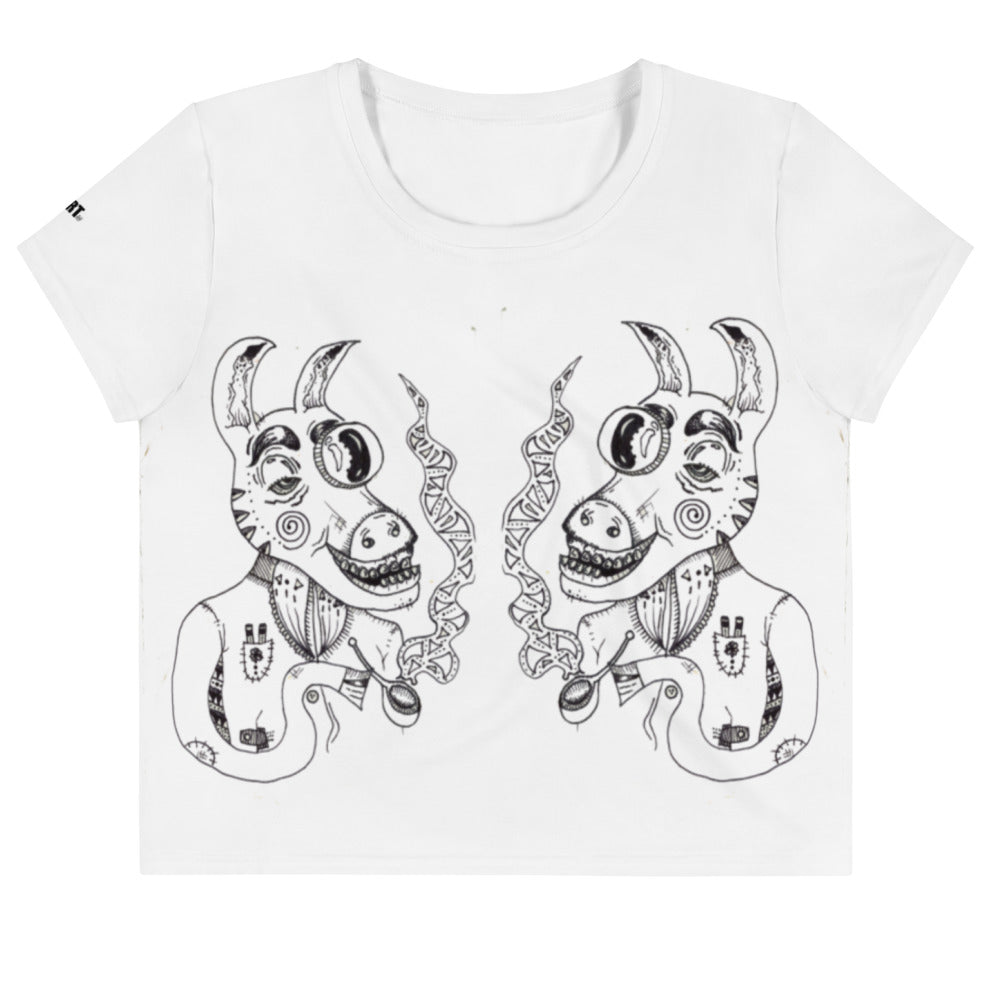 Two Horses Just Because Print Crop Tee